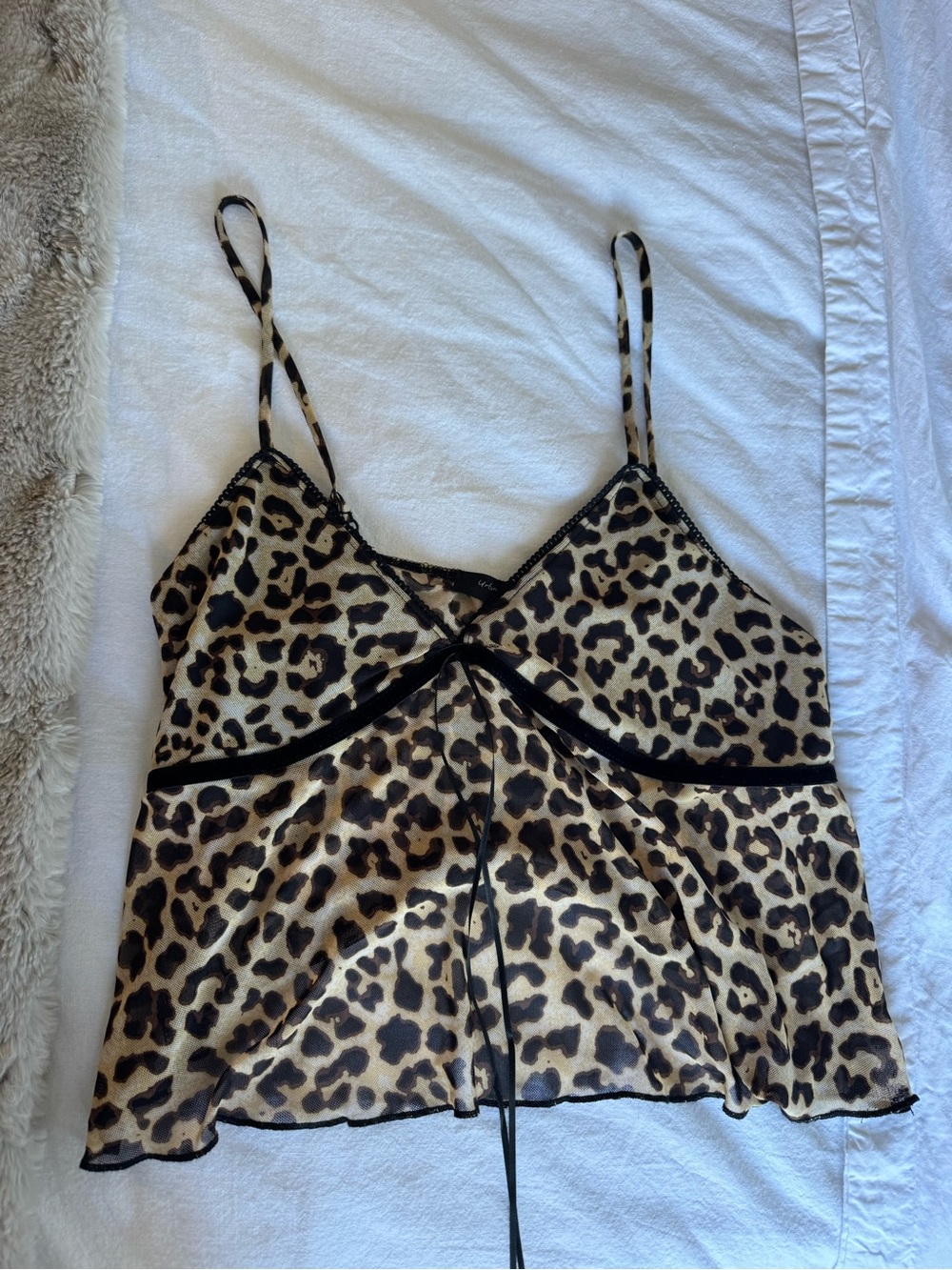 Leopard Print Cami Top with Black Trim